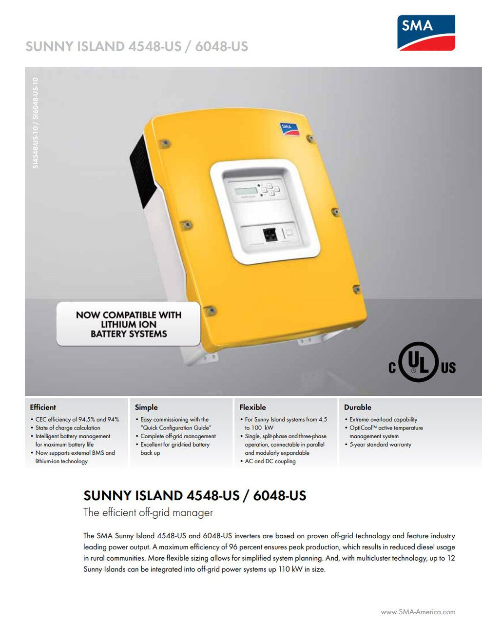 SI6048-US-10 |  5.75KW BATTERY INVERTER| SunnyBoy | Mann Solar | Off-Grid/ Hybrid Equipment