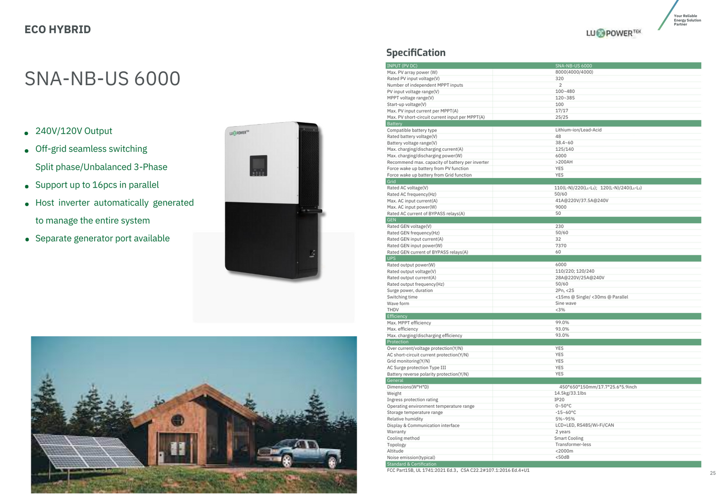 LXP-LB-US 10k | 10 KW / 6 KW to battery = 16 KW total | LuxPower | Mann Solar | Off-Grid/ Hybrid Equipment