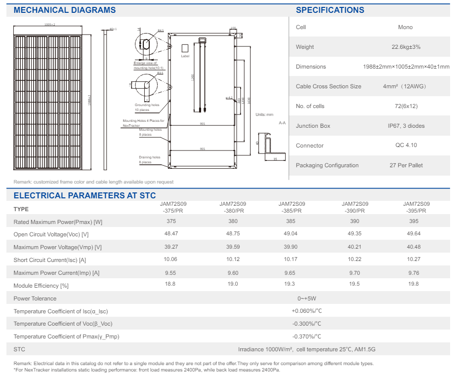 JAM72S09-380/PR | 380W | JA Solar | Mann Solar | Commercial Modules | $0.213 Per Watt